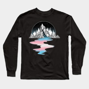 Transgender Flag Mountain River Long Sleeve T-Shirt